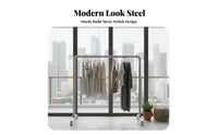 Rust Resistant Freestanding Clothes Rack Heavy-Duty Freestanding Pipe Clothes Large Capacity Garment Stand Industrial Design for Homeowners, Boutique Owners, Balcony, Bedroom, Laundry Room, Entryway