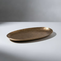 Metal decorative Tray with Textured Surface Sculptural Irregular Elliptical Tray Elegant Decorative Bowl for Coffee Table