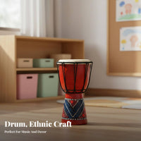 Goatskin Head Djembe Drum Beginner-Friendly Miniature Djembe Decorative Piece Percussion Instrument Portable for Children, Beginners, Music Lovers, Kindergarten, Home Decoration, Performance