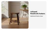 Long-Lasting Chicken Feather Wood Stool Curved Seat Backless Wooden Stool Handmade Household Furniture Easy to Clean for Adults, Families, Homeowners, Living Room, Entryway, Bedroom, Breakfast Nook