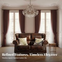 Straightrear Leather Settee firm Wood Frame Sofa timeless design Couch for Homeowners, Office Managers, Home Study