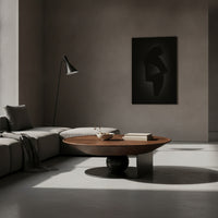 Round Wood Coffee Table Low-Profile Round Coffee Table Sculptural Furniture for Living Room, Lounge Area, Apartment