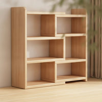 Wood-Grain Desktop Bookshelf Modular Desk Bookshelf Open Desktop Organizer Shelf Space-Saving for Students, Professionals, Study Corner, Reading Nook