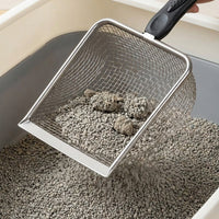 Cat Sifter with Stainless Steel Handle and Grip, Shallow Scooper for Waste, Fine Mesh Scooper for Daily Cleaning