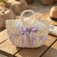 Handbag Bow Trapezoid Handbag Woven Fashion Accessory