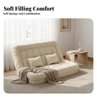 Space Saving Foldable 2-Person Floor Lounger Thick Cushioning Fold-out Floor Bed Adjustable Backrest Convertible Sofa Ergonomic Support for Apartment Dwellers, Couples, Students, Balcony, Small Areas, Bedroom, Living Room