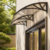 Awning, Rain Shelter, Retrofit, For Entrance Doors & Windows, Transparent Plastic Door Awning, Black Frame