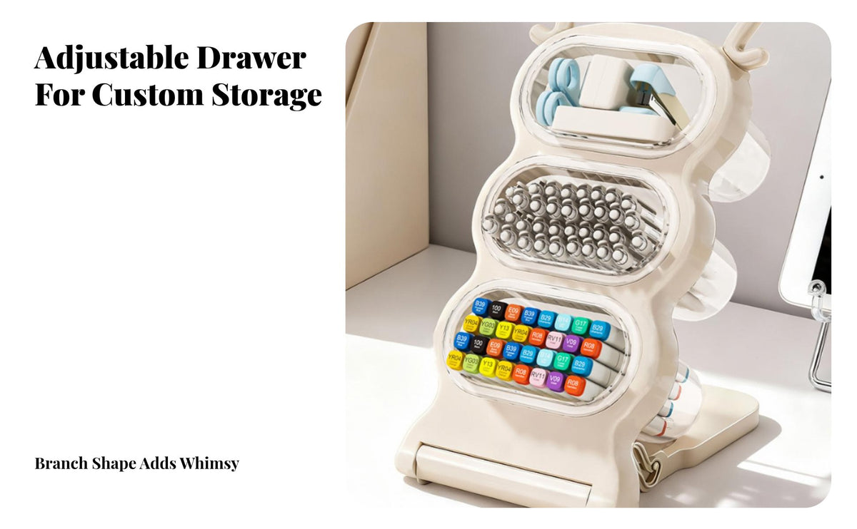 Desktop Pen and Pencil Holder Clear View Design Slanted Pen Holder Easy Access Detachable Stationery Holder for Kids, Home Office, Classroom