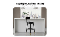 Nordic Design Upholstered High Stool with Low Back Minimalist Design Bar-Height Chair Ergonomic Backrest Seating Furniture Sturdy Construction for Adults, Homeowners, Business Owners, Kitchen Island, Restaurant, Dining Room, Lounge