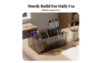 Acrylic Pen Holder Multi-Functional Transparent Pencil Storage Box Desktop Stationery Organizer for Students, Office, Desktop, Dorm Room
