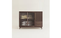 Sideboard Cabinet Modern Wooden Sideboard Minimalist Cabinet with Glass Doors for Dining Room, Kitchen