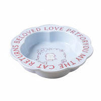 Anti-Tip Raised Cat Bowl Long-Lasting Ceramic Pet Bowl with Stand Easy to Clean Flower Shaped Pet Dish Dishwasher Safe for Cats