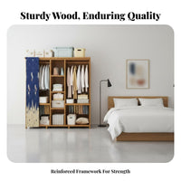 Large Capacity Portable Fabric Wardrobe dirtproof Cover Fabric Wardrobe with Frame Multitier Shelving Bedroom Furniture Easy Assembly for Families, Students, Homeowners, Guest Room, Rental Apartment
