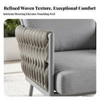 4 Pieces Handwoven Design 4-Piece Woven Sofa Set weatherproof outsidedoor Furniture sunlight-resistant-Resistant Garden Seating Group Low Maintenance for Hotel Managers, entertainment hosts, Balcony, Patio, rearyard, Terrace