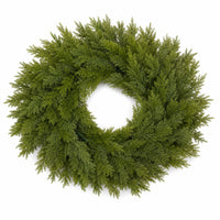 Faux Fir Wreath Soft Textured Decorations for Entrance, Mantel