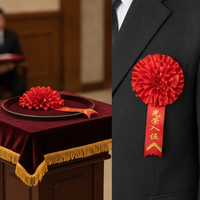 Commendation Brooch for Students and Veterans - Silk Fabric Glory Flower
