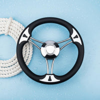 Stainless Steel Marine Steering Wheel Three-Spoke Spoke Yacht Wheel Rust-Resistant for Pontoon
