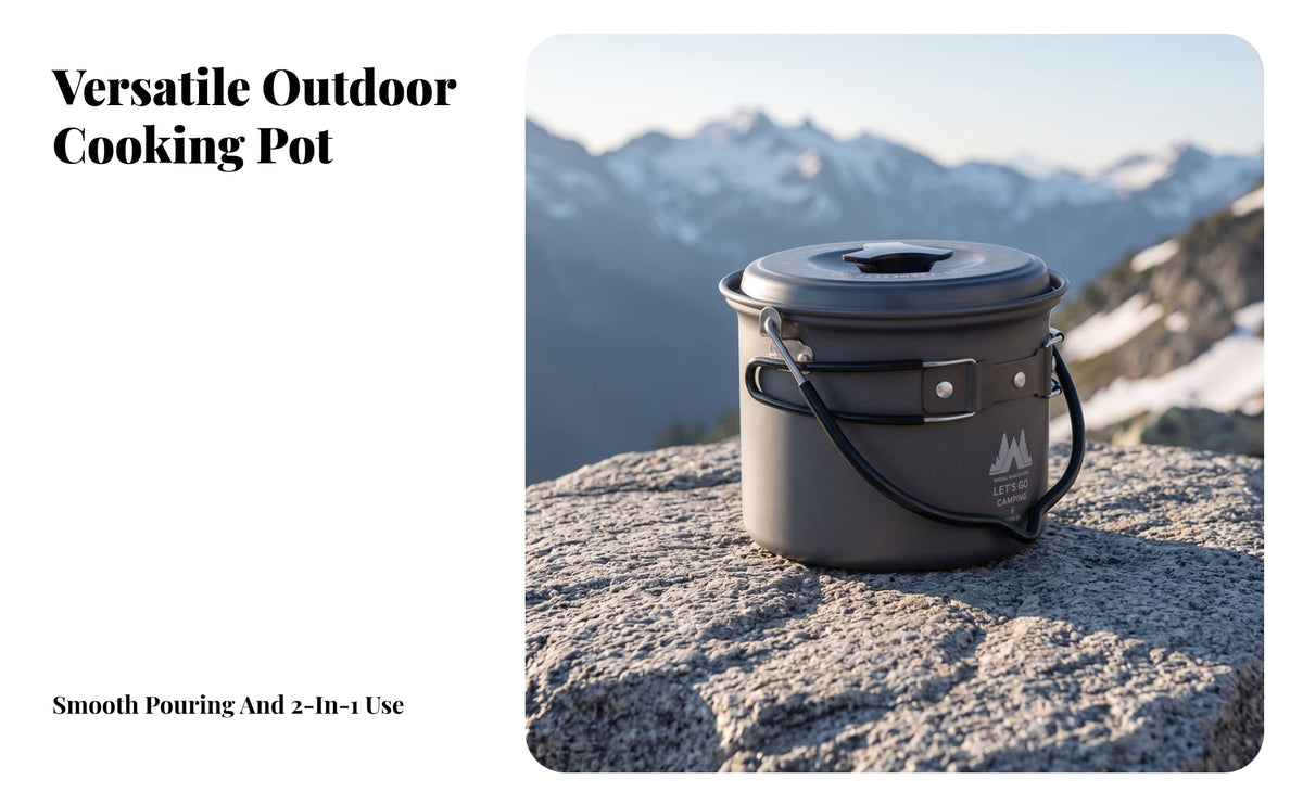Lightweight Aluminum Camping Hanging Pot | Compact, Camping Pot with Folding Handle, for Backpacking