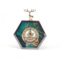 Clock with Deer Figurine Decorative Analog Clock with Roman Numerals Modern Timepiece for Bedroom