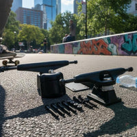 2 Pieces Pumpable Ride Elastic Carving Trucks High Rebound PU Bushings S6 Rotating Truck Base Aluminum Alloy Surfskate Truck Set for Surfers, DIY Skateboard Builders, Wave Riding Training, Pump Track, Bowl Riding