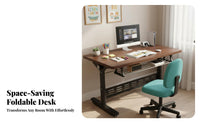 Foldable Design Height-Adjustable Rolling Desk Space Saving Adjustable Rolling Desk Multi-Functional Computer Table Rounded Corners for telecommuting Workers, Apartment Dwellers, Study Room, Small areas, Bedroom, Couchside