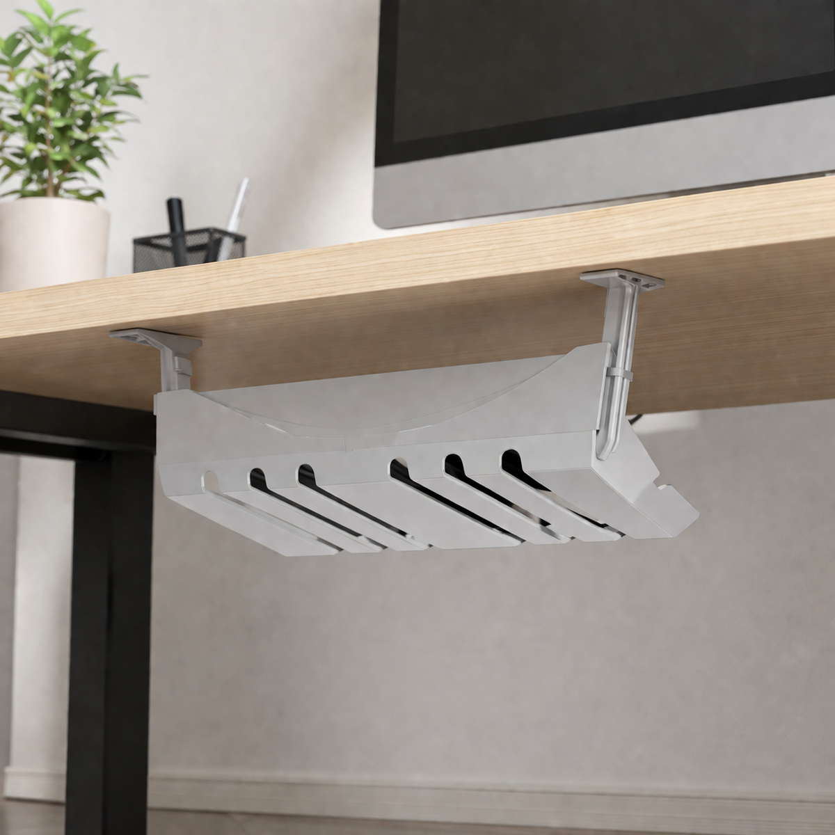 Wire Management Box, Under Desk wire Organiser, Gaming wire Management for Home Office, Modern Screw-On Cord Organiser
