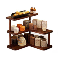 Wooden L-Shaped Corner Multi-Layer Desk Organizer Shelf