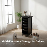 5-Drawer Salon Station with Casters 5-Drawer Hair-Care Specialist Station Multi-Function Cosmetic Rolling Station for Beauticians, Nail Technicians