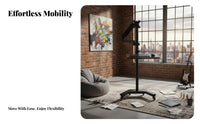 VESA Compatible Rolling Monitor Floor Stand Full Motion Mobile Computer Workstation Gas Hydraulic Arm Computer Cart on Wheels Heavy Duty for Presenters, Conference Room, Classroom