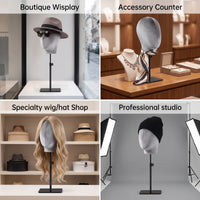 Mannequin Head with Stand Height-Adjustable Velvet Mannequin Head for Hair Stylists, Retail Stores, Window Displays