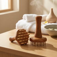 Brass Massage Scraper 24 Metal Teeth Wooden Massage Brush Cellulite Brush Scraping Use Exfoliating