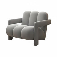 Nordic Design Channel-Tufted Single Sofa Minimalist Design Lounge Chair Thick Cushion Seating Furniture High-Density Foam for Hotel Managers, Interior Designers, Business Owners, Reception Area, Living Room, Bedroom, Reading Nook