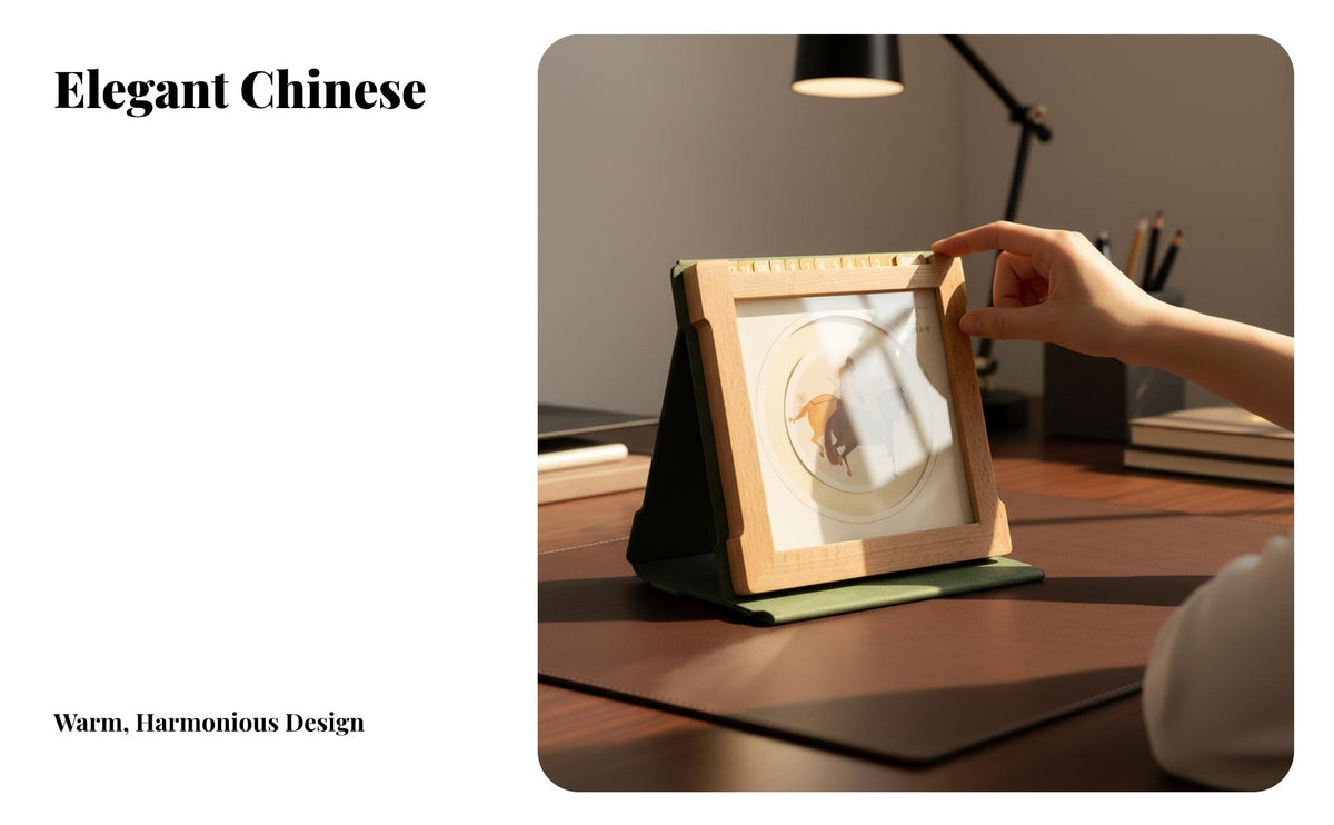 Wooden Calendar Frame, Desktop Monthly Calendar, Business Gift, Customizable, Office Decor