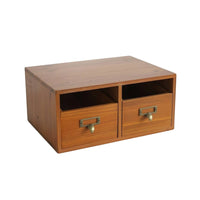 Wooden Desktop Organizer with Drawers Warm Brown Desktop Organizer with Drawers Retro for Vanity