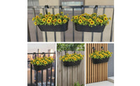 3 Pieces Railing Planter Space Saving Hanging Planter Rectangular Plant Holder for Gardeners, Patio
