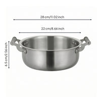 Stainless Steel Ramen Pot Double Handle Ramen Pot with Handles Riveted Cookware for Home Cooks