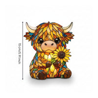 Multicolor Highland Cow Night Light USB Powered Daisy Cow Night Light Control 3D Animal Lamp Decorative