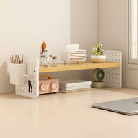 Strong Bearing Capacity Adjustable Desktop Bookshelf Desktop Organizer with Pegboard Desk Storage Rack for Students, Office