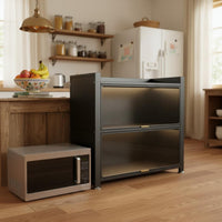Dust-Proof Sealed Design Multi-Layer Microwave Stand Scratch Resistant Dustproof Dish Cabinet Easy to Clean Floor Standing Kitchen Cupboard Heavy Duty for Dining Room