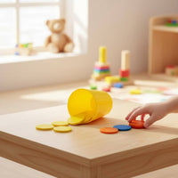 Concentration Training Stacking Cups and Discs Game Early Education Color Sorting Cup Set Hand-Eye Coordination Child-Centered Color Matching Toy Logical Thinking for Preschoolers, Toddlers, Kids, Kindergarten, Classroom