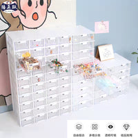 腾正跃桌面小物收纳盒透明抽屉式收纳柜化妆品指甲油梳妆台储物盒 5#象牙白收纳盒 10抽