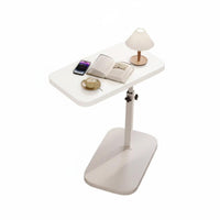 Space-Saving Adjustable C-Shaped Table Mobile with casters C-Shaped overSofa-side tray Lower Storage Shelf Household Furniture Rounded Corners for work-from-home Workers, Apartment Dwellers, Students, Living Room, Bedroom, Small areas, Home Office
