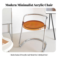 Light Luxury Design Transparent Invisible Chair Modern Aesthetic Transparent Side Chair Minimalist design Vanity Stool U-Shaped Backrest for Home Decor aficionados, Interior Designers, Young Adults, Vanity Area, Bedroom, Office