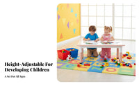 Height Adjustable Kids Desk and Chair Wipe-Clean Desktop Kids Table and Chair Set Rounded Corners Young Child Writable Activity Table for Home