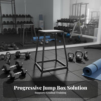 Plyometric Training Equipment 300kg Load Capacity Plyometric Box Multiple Heights Metal Bound Box for Home Gym Users, Beginners, School, Garage