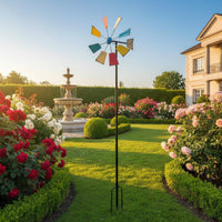 Metal Wind Easy Installation Colorful Metal Yard Whirligig Hand-Painted