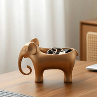 Elephant Storage Container Shiny Elephant Figurine with Storage Sculptural Catchall Tray for Desk