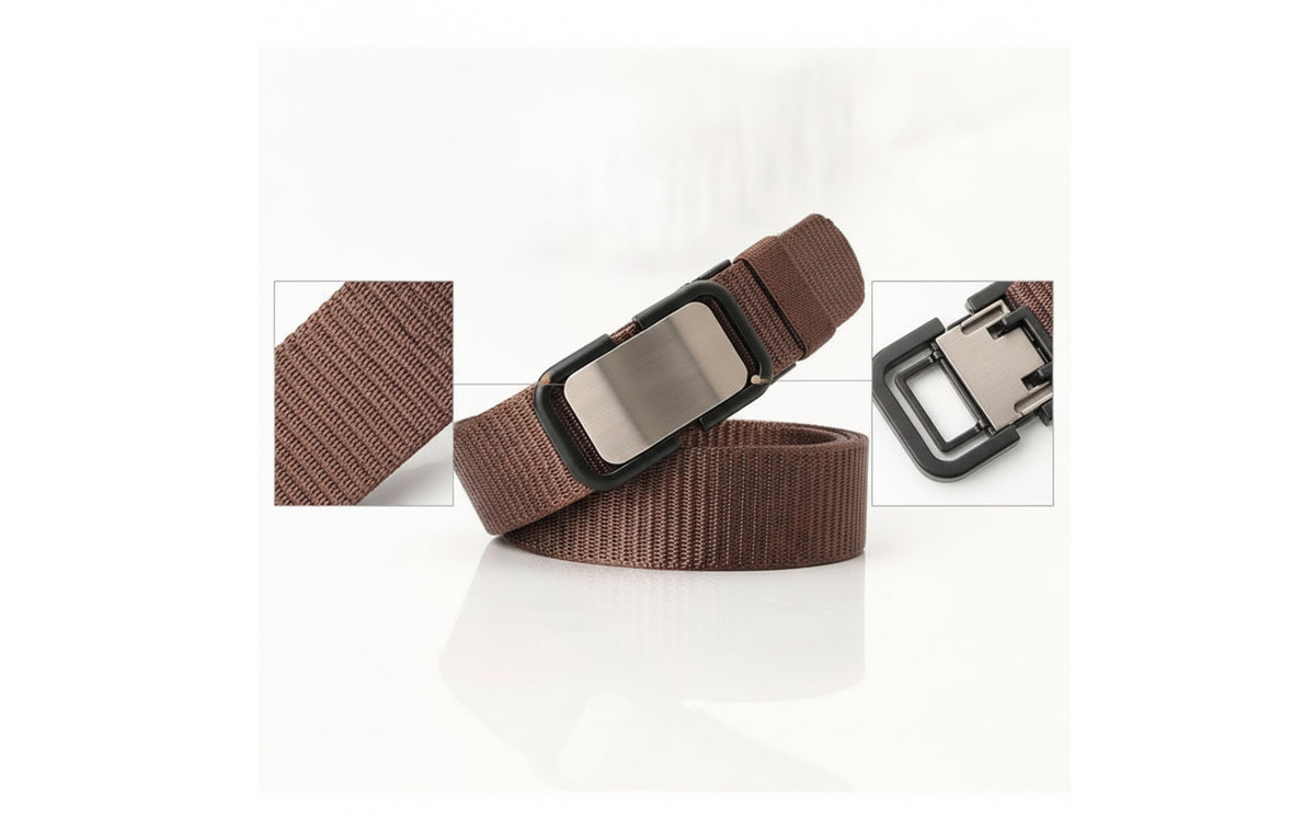 Nylon Web Belt Adjustable Belt with Automatic Buckle No-Hole for Men, Daily Wear, Jeans, Travel