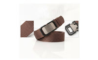 Nylon Web Belt Adjustable Belt with Automatic Buckle No-Hole for Men, Daily Wear, Jeans, Travel