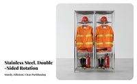 Firefighter Uniform Rack Heavy-Duty Stainless Steel Turnout Gear Rack Accessible-Design Design Double-Sided Rotating Gear Stand